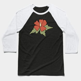 Red Hibiscus Baseball T-Shirt